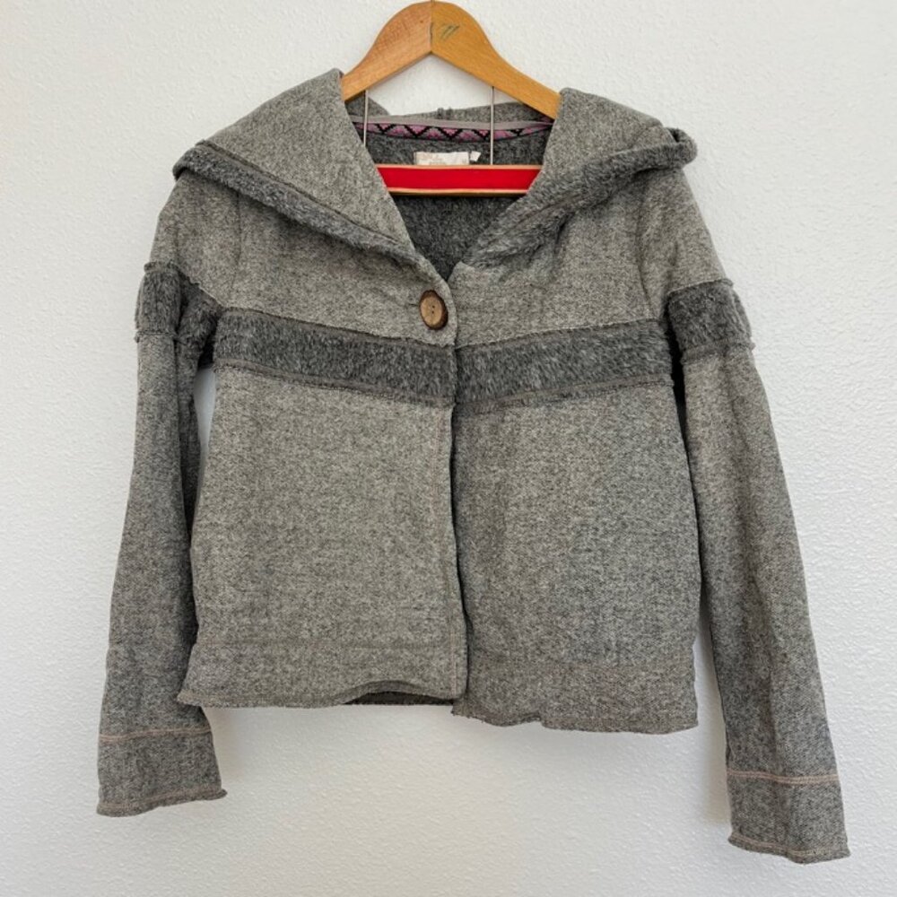 Prana Breathe Button Detail Fleece Lined Sz M Hoodie Grunge Vintage